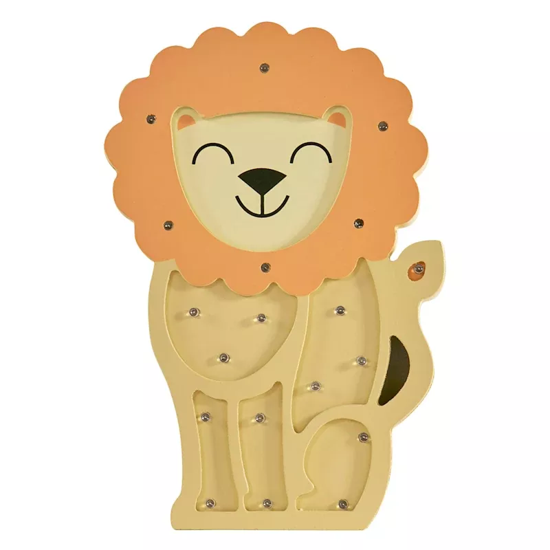 Yellow Lion Painted Wood Sign, 9.8"