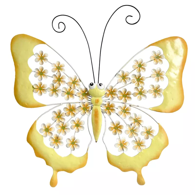 Yellow Metal Butterfly Outdoor Wall Decor, 17.7"
