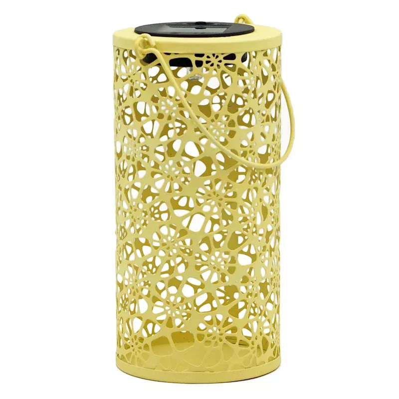 Yellow Metal Solar Outdoor Lantern, 8"