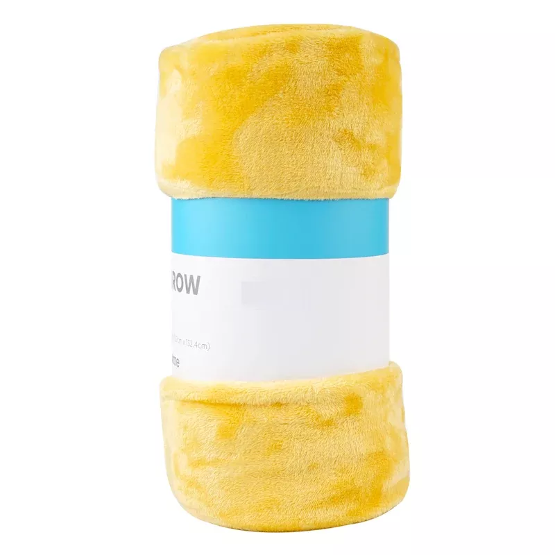 Yellow Microfiber Plush Throw Blanket, 50x60