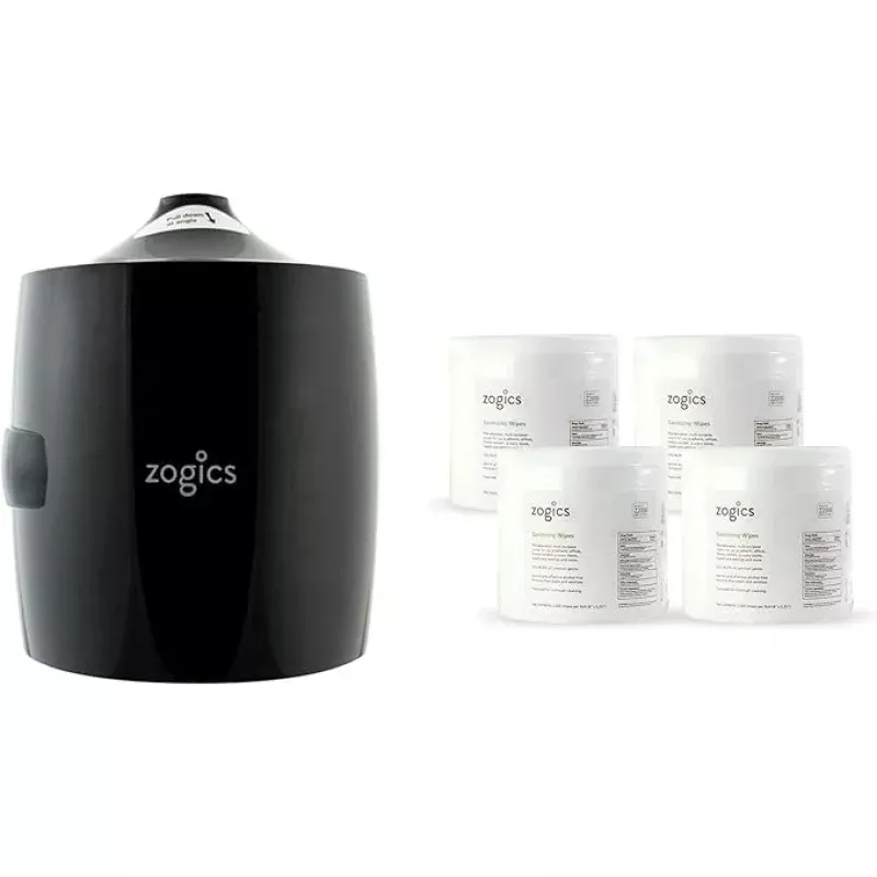 Zogics Sanitizing Wipes and Wall Mounted DispenserNo-Touch Wipes Dispenser, Mounts Easily to Wall for Quick Access to Sanitizing Wet Wipes (4 Pack Sanitizing Wipes included)